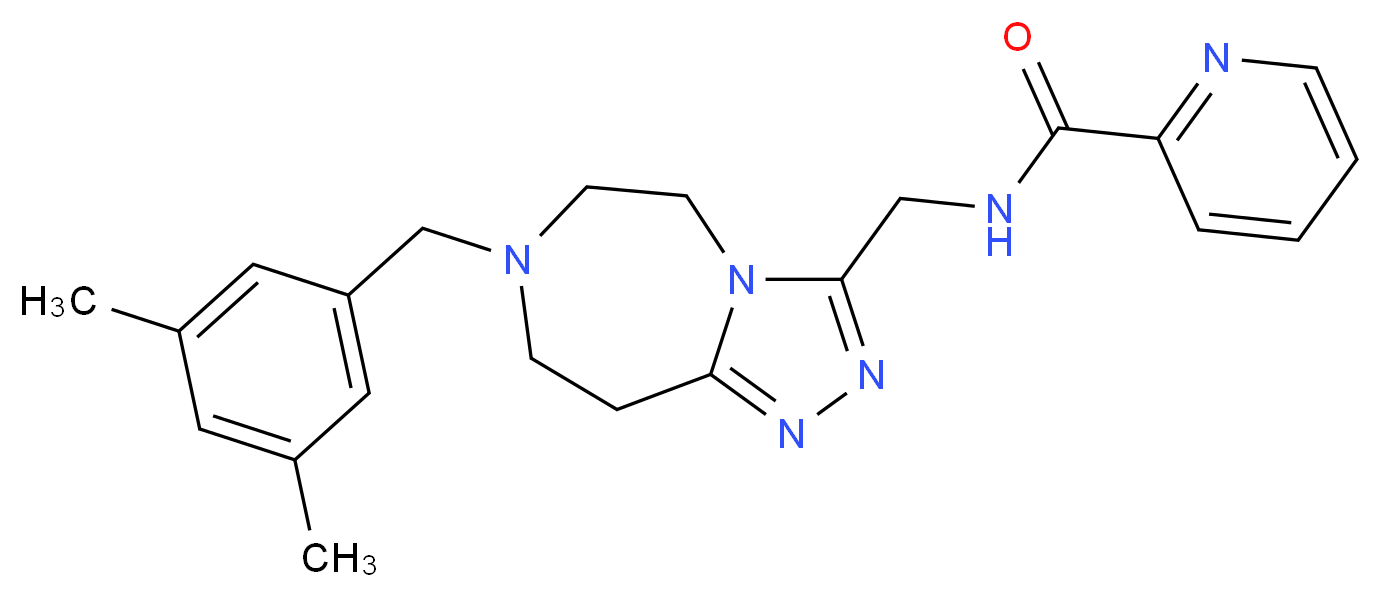 N-{[7-(3,5-dimethylbenzyl)-6,7,8,9-tetrahydro-5H-[1,2,4]triazolo[4,3-d][1,4]diazepin-3-yl]methyl}-2-pyridinecarboxamide_分子结构_CAS_)