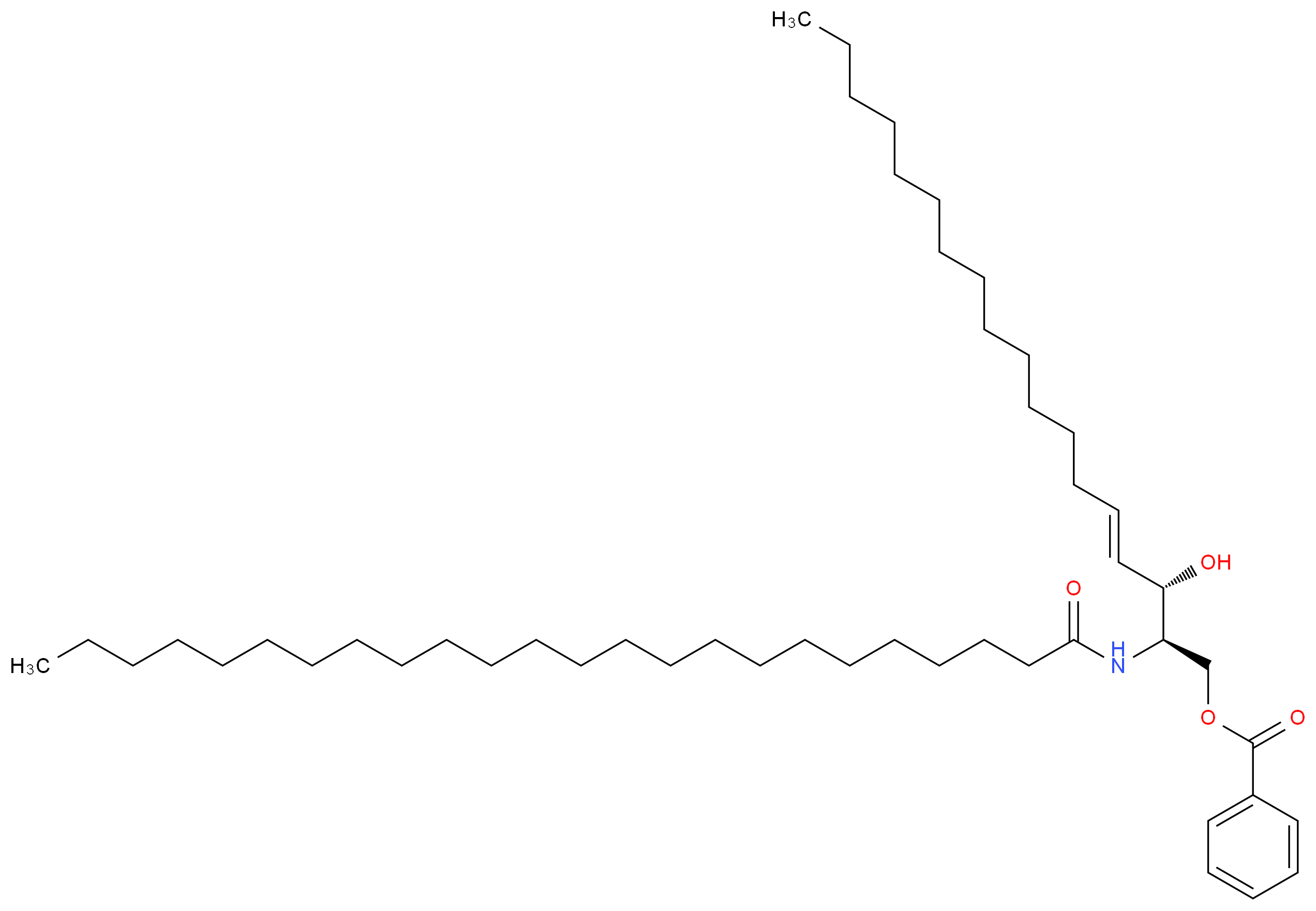 (2R,3S,4E)-3-hydroxy-2-tetracosanamidooctadec-4-en-1-yl benzoate_分子结构_CAS_123446-98-0