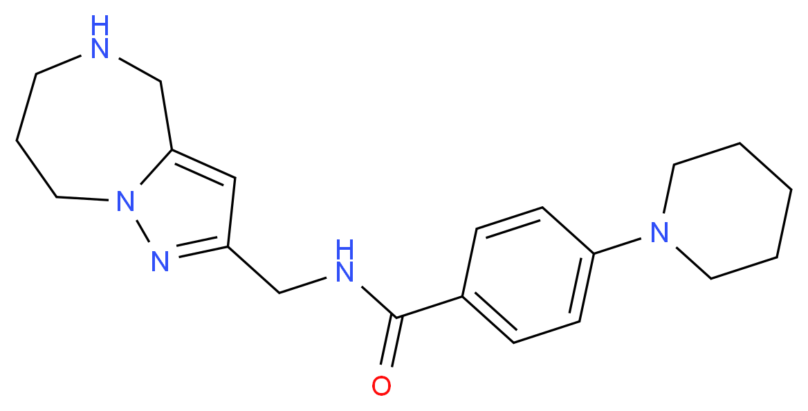 4-piperidin-1-yl-N-(5,6,7,8-tetrahydro-4H-pyrazolo[1,5-a][1,4]diazepin-2-ylmethyl)benzamide_分子结构_CAS_)