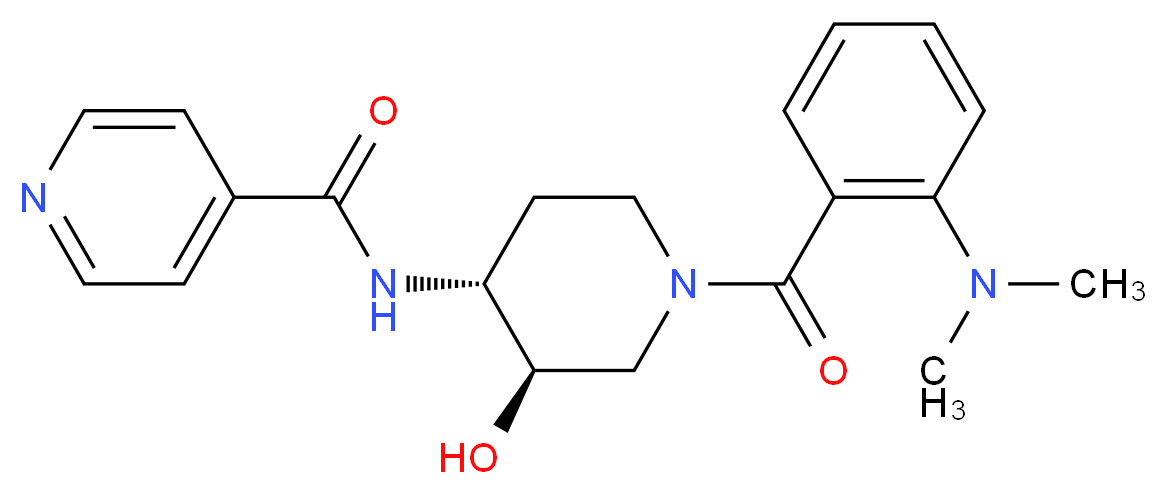 N-{(3R*,4R*)-1-[2-(dimethylamino)benzoyl]-3-hydroxypiperidin-4-yl}isonicotinamide_分子结构_CAS_)