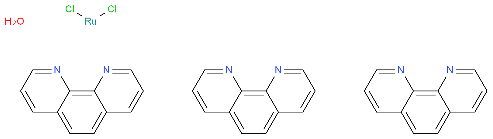 二氯三(1,10-菲罗啉)钌(II) 水合物_分子结构_CAS_207802-45-7)