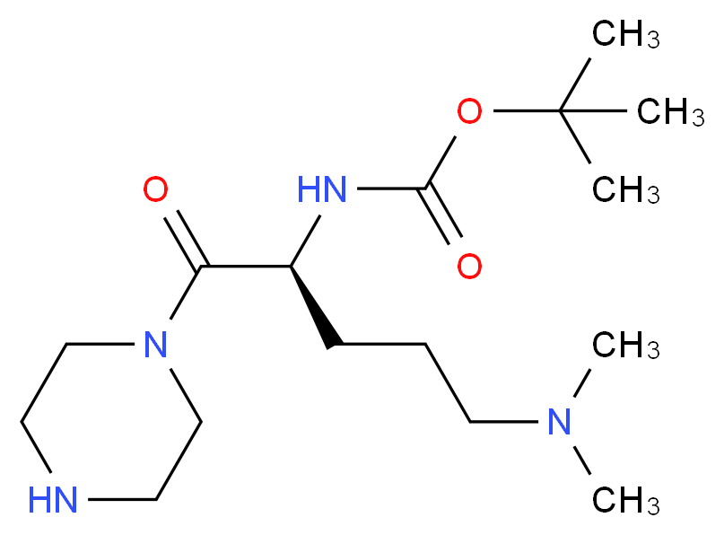 tert-butyl N-[(2S)-5-(dimethylamino)-1-oxo-1-(piperazin-1-yl)pentan-2-yl]carbamate_分子结构_CAS_1174064-68-6