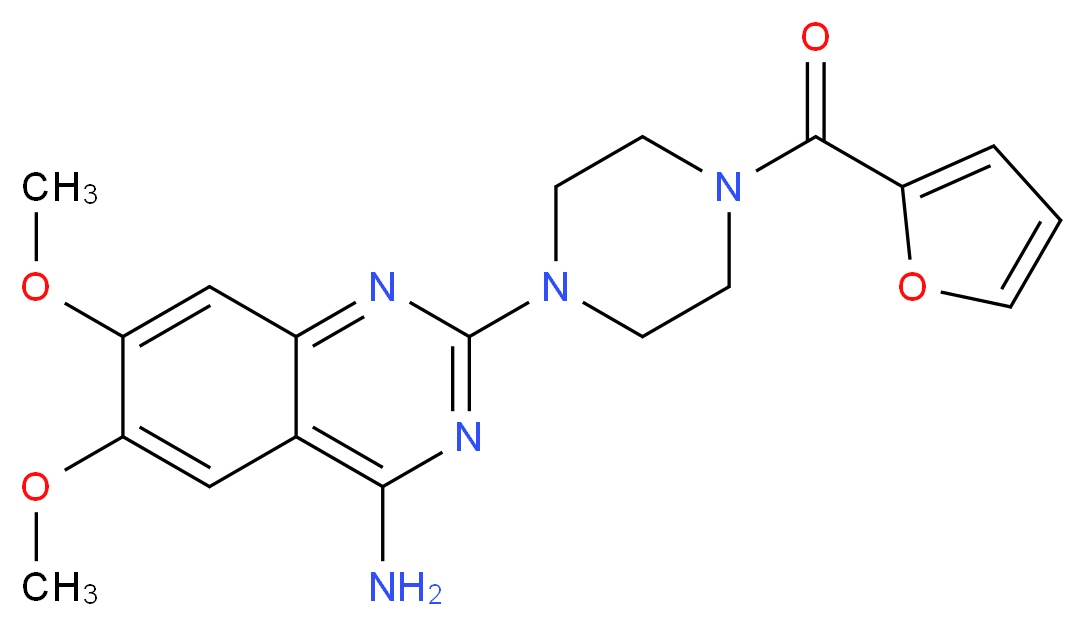 2-[4-(furan-2-carbonyl)piperazin-1-yl]-6,7-dimethoxyquinazolin-4-amine_分子结构_CAS_19237-84-4