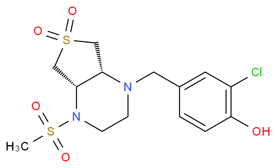 2-chloro-4-{[(4aS*,7aR*)-4-(methylsulfonyl)-6,6-dioxidohexahydrothieno[3,4-b]pyrazin-1(2H)-yl]methyl}phenol_分子结构_CAS_)