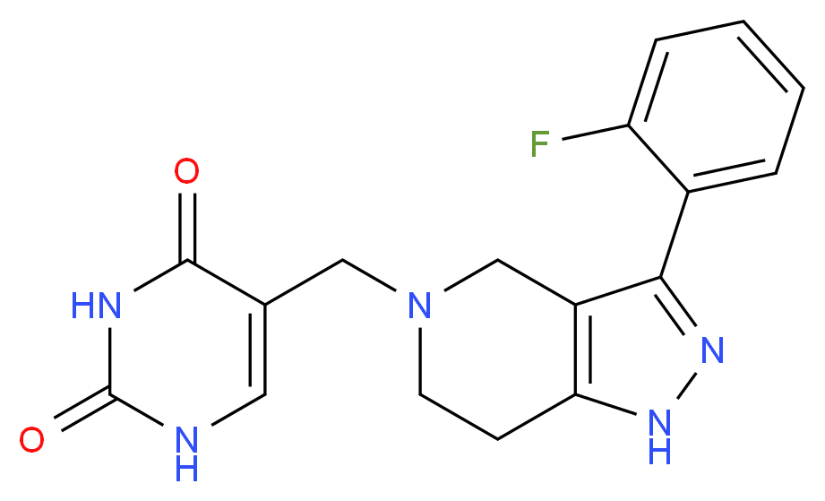 5-{[3-(2-fluorophenyl)-1,4,6,7-tetrahydro-5H-pyrazolo[4,3-c]pyridin-5-yl]methyl}pyrimidine-2,4(1H,3H)-dione_分子结构_CAS_)