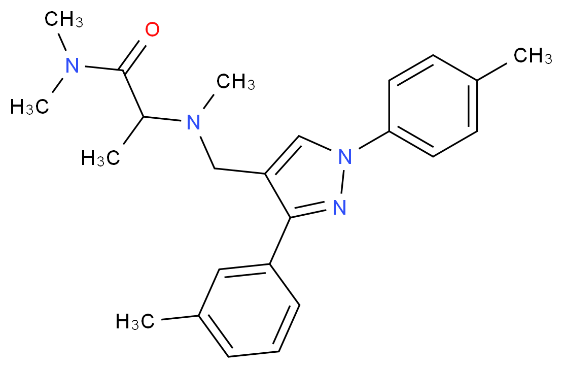 N~1~,N~1~,N~2~-trimethyl-N~2~-{[3-(3-methylphenyl)-1-(4-methylphenyl)-1H-pyrazol-4-yl]methyl}alaninamide_分子结构_CAS_)