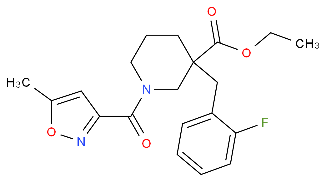 ethyl 3-(2-fluorobenzyl)-1-[(5-methyl-3-isoxazolyl)carbonyl]-3-piperidinecarboxylate_分子结构_CAS_)