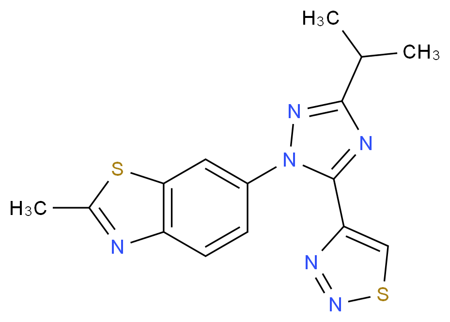 6-[3-isopropyl-5-(1,2,3-thiadiazol-4-yl)-1H-1,2,4-triazol-1-yl]-2-methyl-1,3-benzothiazole_分子结构_CAS_)