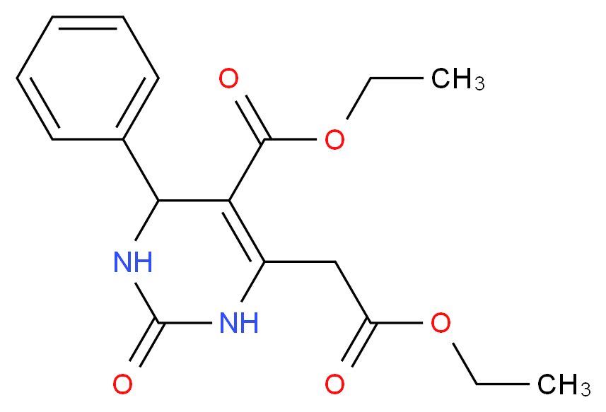 ethyl 6-(2-ethoxy-2-oxoethyl)-2-oxo-4-phenyl-1,2,3,4-tetrahydropyrimidine-5-carboxylate_分子结构_CAS_938189-69-6