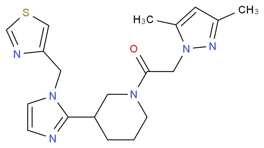 1-[(3,5-dimethyl-1H-pyrazol-1-yl)acetyl]-3-[1-(1,3-thiazol-4-ylmethyl)-1H-imidazol-2-yl]piperidine_分子结构_CAS_)