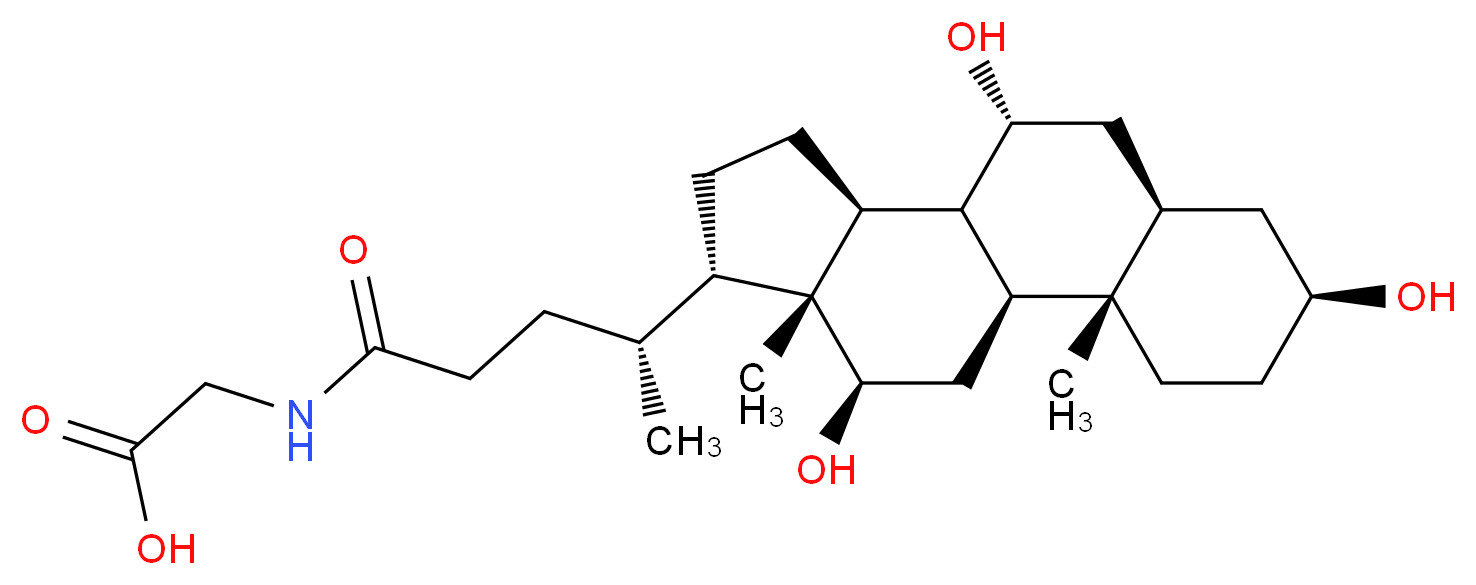 2-[(4R)-4-[(1S,2S,5S,7R,9R,10R,11S,14S,15R,16R)-5,9,16-trihydroxy-2,15-dimethyltetracyclo[8.7.0.0^{2,7}.0^{11,15}]heptadecan-14-yl]pentanamido]acetic acid_分子结构_CAS_475-31-0