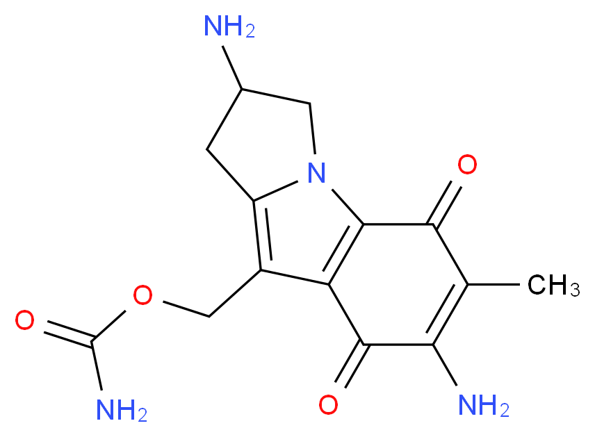 {2,7-diamino-6-methyl-5,8-dioxo-1H,2H,3H,5H,8H-cyclohexa[b]pyrrolizin-9-yl}methyl carbamate_分子结构_CAS_50-07-7