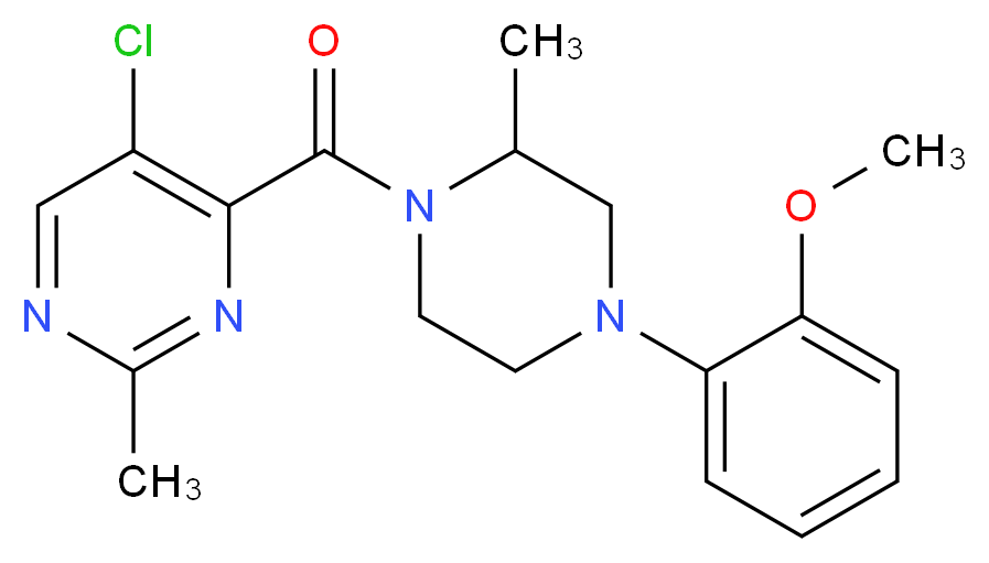 5-chloro-4-{[4-(2-methoxyphenyl)-2-methyl-1-piperazinyl]carbonyl}-2-methylpyrimidine_分子结构_CAS_)
