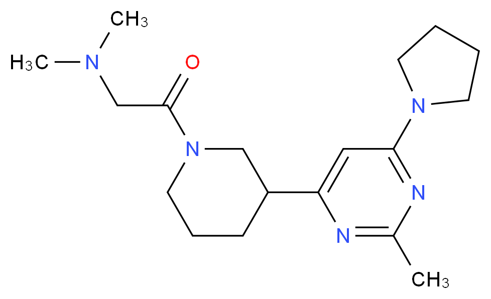 N,N-dimethyl-2-{3-[2-methyl-6-(1-pyrrolidinyl)-4-pyrimidinyl]-1-piperidinyl}-2-oxoethanamine_分子结构_CAS_)