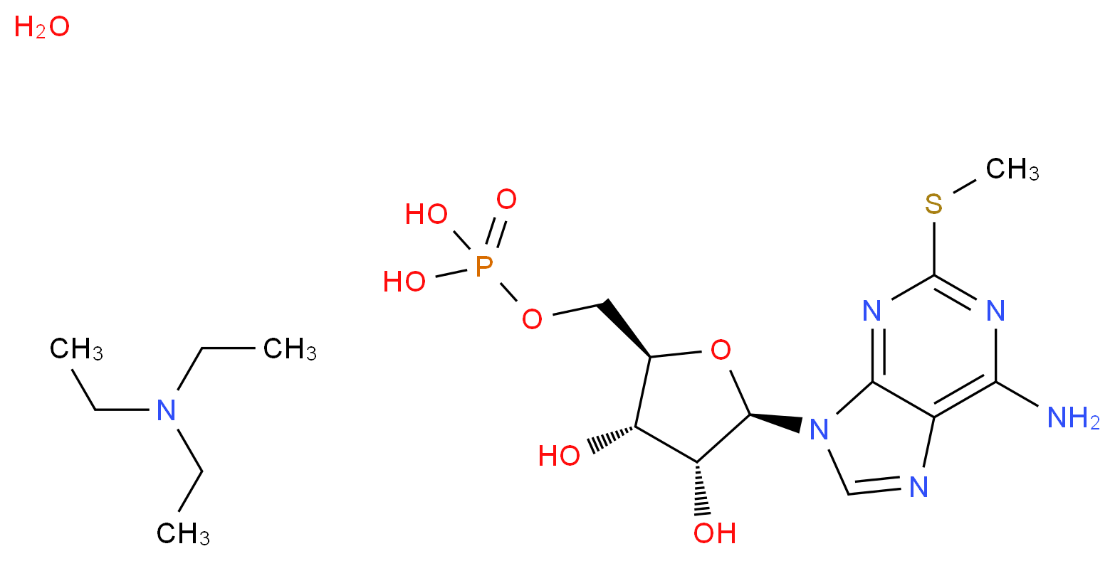 2-Methylthioadenosine 5′-monophosphate triethylammonium salt hydrate_分子结构_CAS_22140-20-1(freeacid))