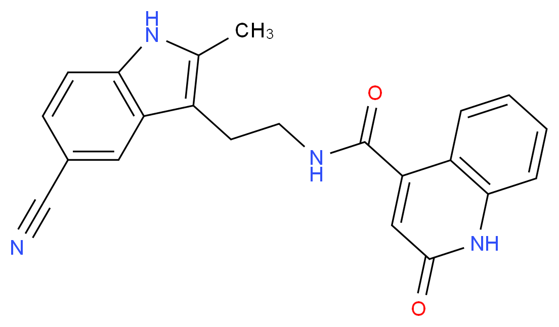 N-[2-(5-cyano-2-methyl-1H-indol-3-yl)ethyl]-2-oxo-1,2-dihydro-4-quinolinecarboxamide_分子结构_CAS_)