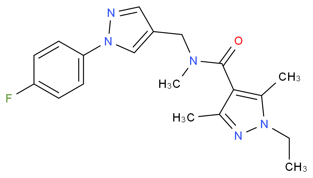 1-ethyl-N-{[1-(4-fluorophenyl)-1H-pyrazol-4-yl]methyl}-N,3,5-trimethyl-1H-pyrazole-4-carboxamide_分子结构_CAS_)