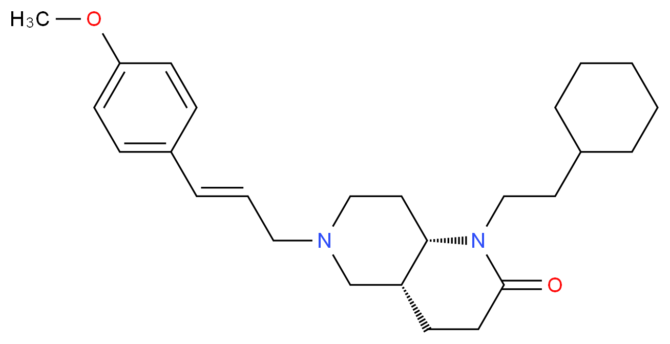 (4aR*,8aS*)-1-(2-cyclohexylethyl)-6-[(2E)-3-(4-methoxyphenyl)-2-propen-1-yl]octahydro-1,6-naphthyridin-2(1H)-one_分子结构_CAS_)