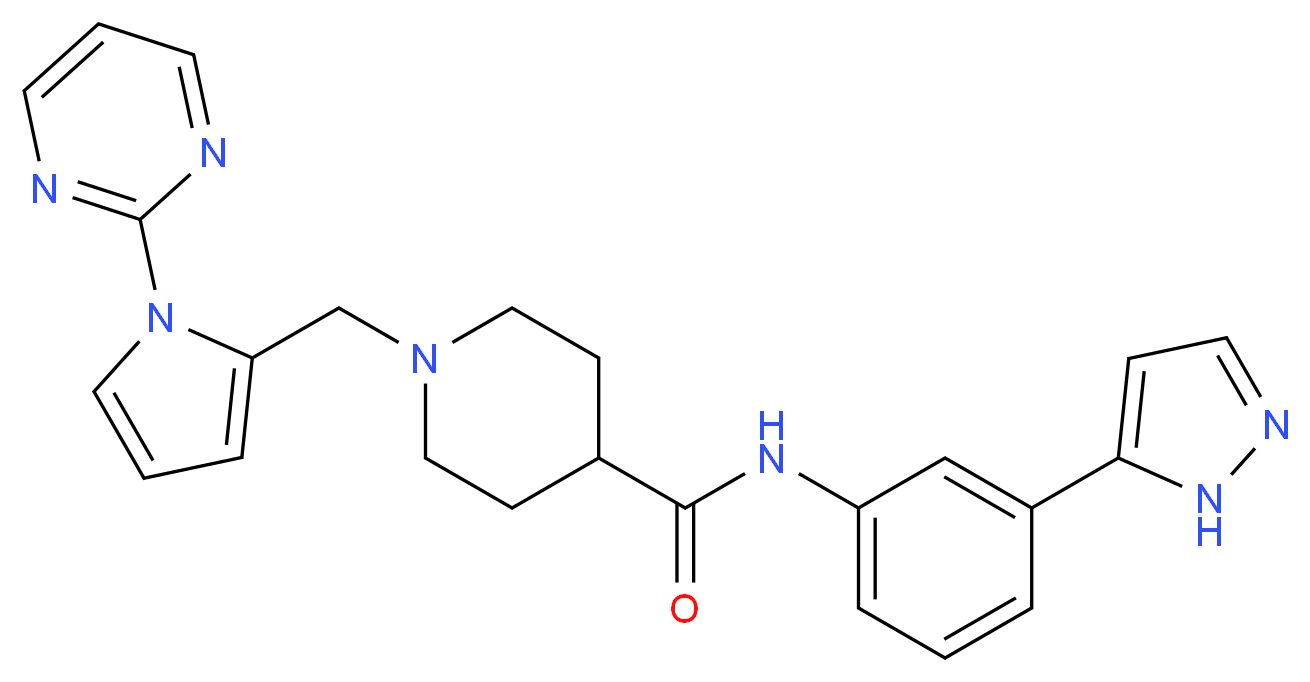 N-[3-(1H-pyrazol-5-yl)phenyl]-1-{[1-(2-pyrimidinyl)-1H-pyrrol-2-yl]methyl}-4-piperidinecarboxamide_分子结构_CAS_)