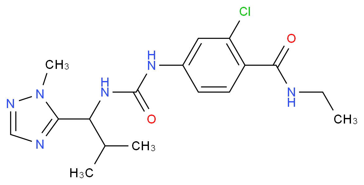 2-chloro-N-ethyl-4-[({[2-methyl-1-(1-methyl-1H-1,2,4-triazol-5-yl)propyl]amino}carbonyl)amino]benzamide_分子结构_CAS_)