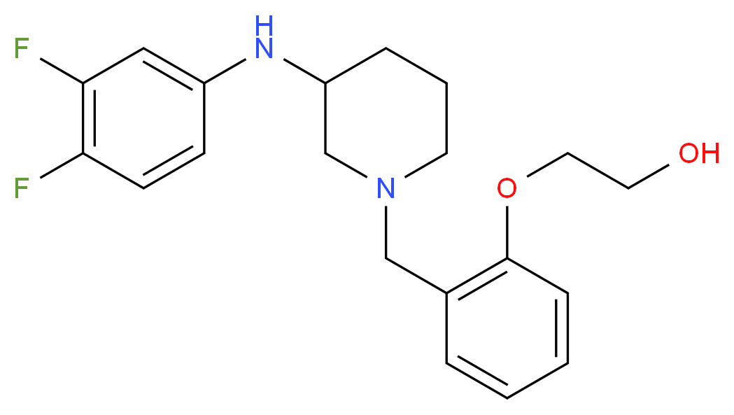 2-[2-({3-[(3,4-difluorophenyl)amino]-1-piperidinyl}methyl)phenoxy]ethanol_分子结构_CAS_)