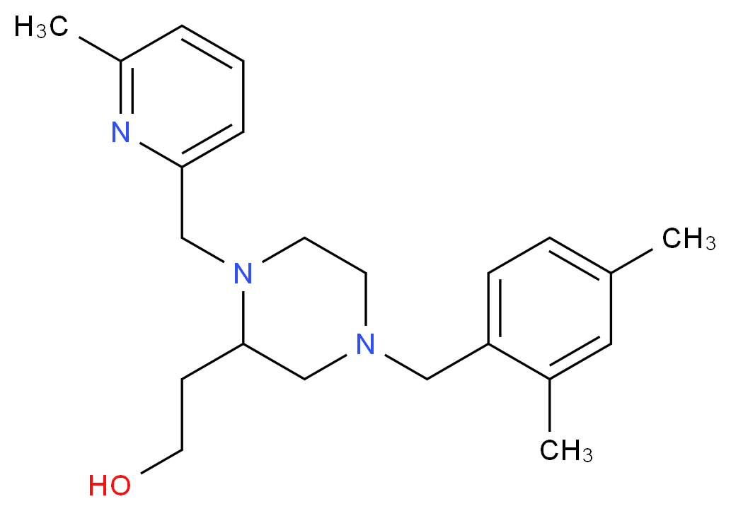 2-{4-(2,4-dimethylbenzyl)-1-[(6-methyl-2-pyridinyl)methyl]-2-piperazinyl}ethanol_分子结构_CAS_)