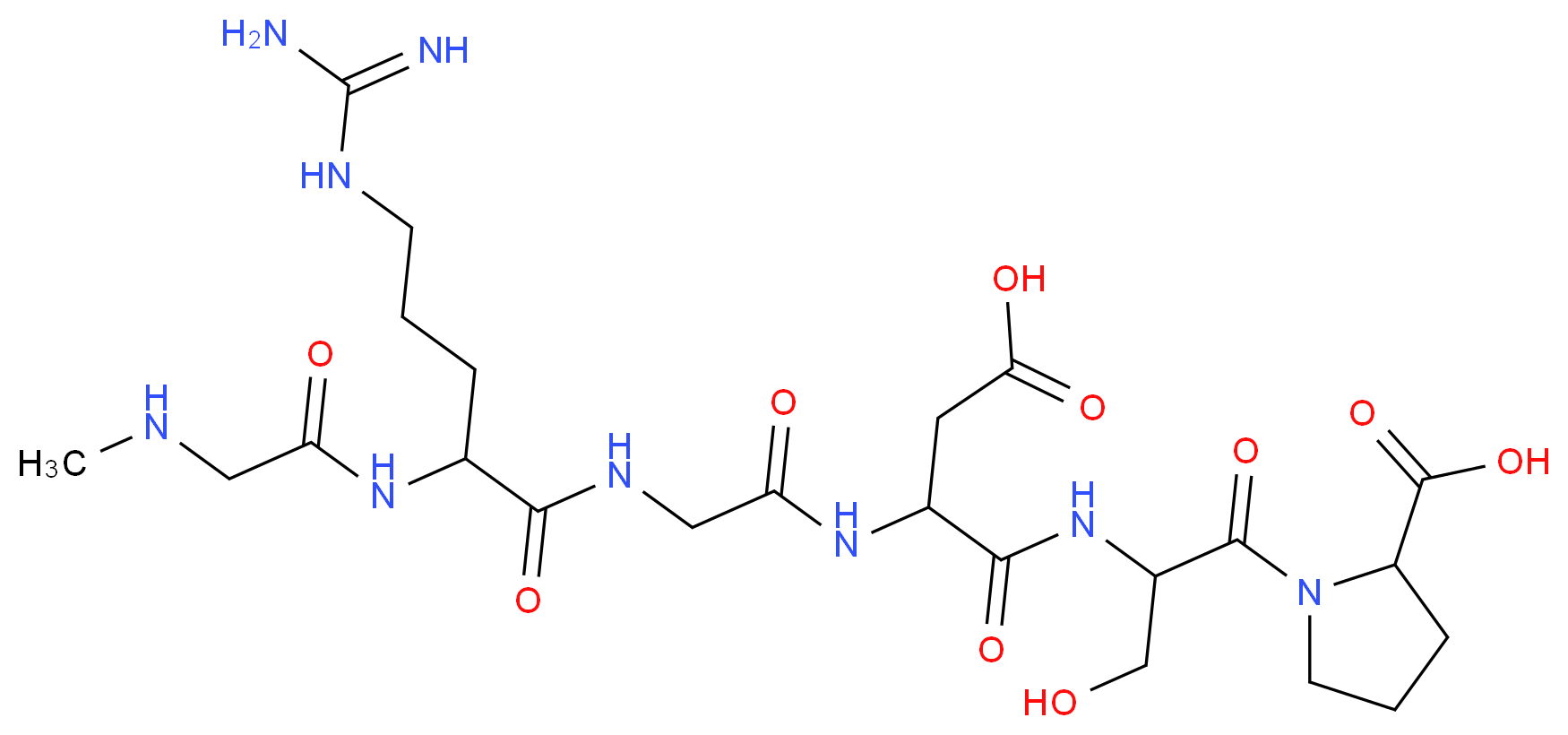 1-{2-[2-(2-{5-carbamimidamido-2-[2-(methylamino)acetamido]pentanamido}acetamido)-3-carboxypropanamido]-3-hydroxypropanoyl}pyrrolidine-2-carboxylic acid_分子结构_CAS_133525-11-8