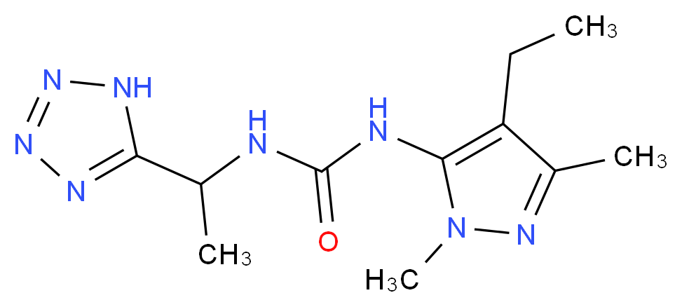 N-(4-ethyl-1,3-dimethyl-1H-pyrazol-5-yl)-N'-[1-(1H-tetrazol-5-yl)ethyl]urea_分子结构_CAS_)