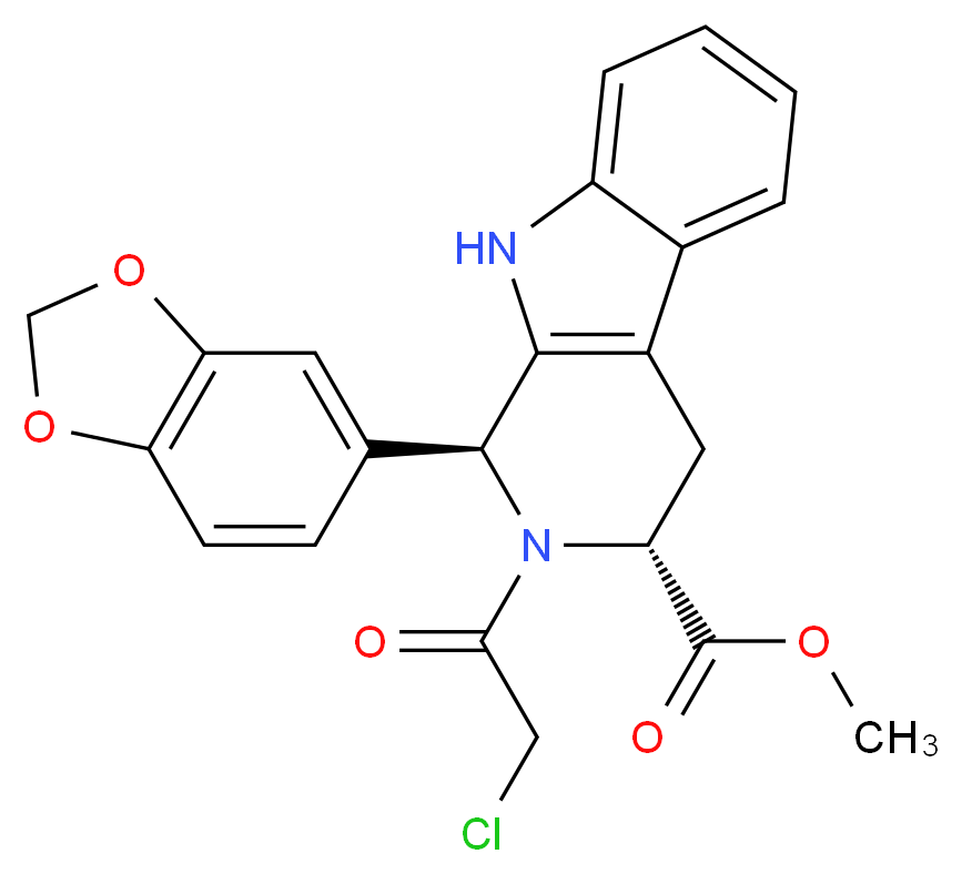 methyl (1S,3R)-1-(2H-1,3-benzodioxol-5-yl)-2-(2-chloroacetyl)-1H,2H,3H,4H,9H-pyrido[3,4-b]indole-3-carboxylate_分子结构_CAS_629652-42-2