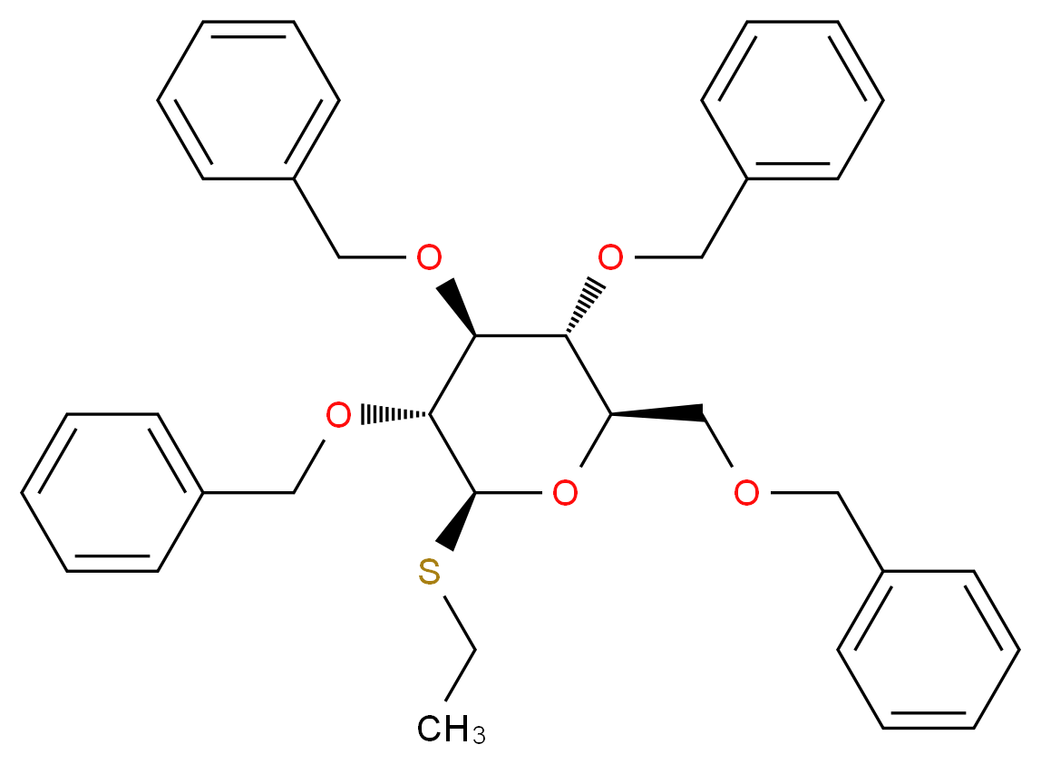 (2R,3R,4S,5R,6S)-3,4,5-tris(benzyloxy)-2-[(benzyloxy)methyl]-6-(ethylsulfanyl)oxane_分子结构_CAS_108739-67-9