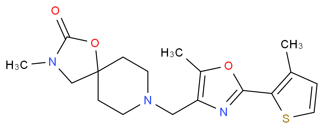 3-methyl-8-{[5-methyl-2-(3-methyl-2-thienyl)-1,3-oxazol-4-yl]methyl}-1-oxa-3,8-diazaspiro[4.5]decan-2-one_分子结构_CAS_)