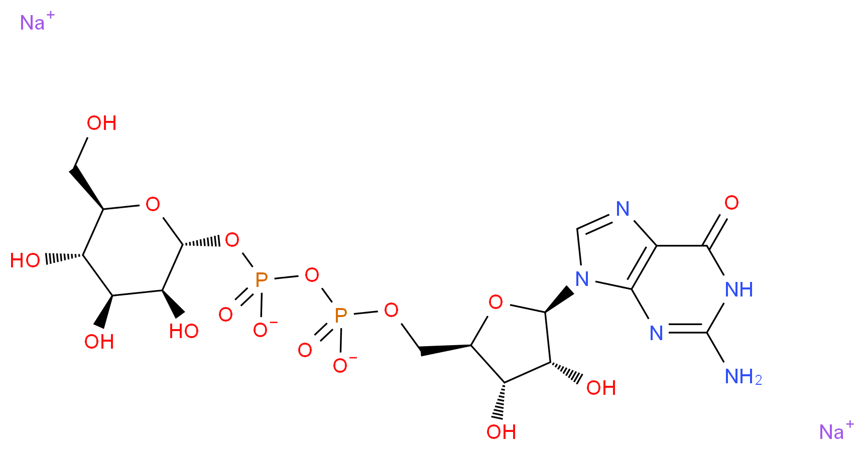 Guanosine 5′-diphospho-α-D-mannose disodium salt_分子结构_CAS_148296-46-2)