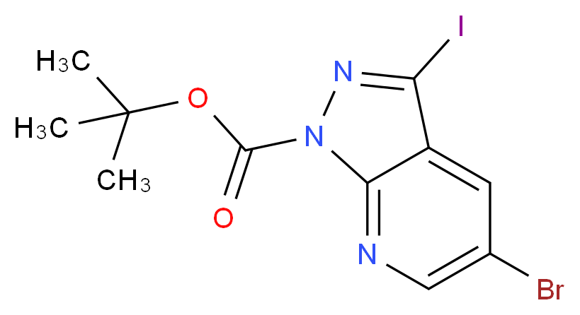 tert-Butyl 5-bromo-3-iodo-1H-pyrazolo[3,4-b]pyridine-1-carboxylate_分子结构_CAS_916326-31-3)