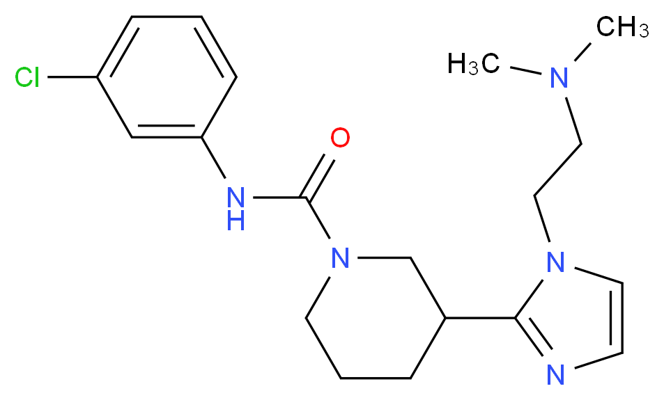 N-(3-chlorophenyl)-3-{1-[2-(dimethylamino)ethyl]-1H-imidazol-2-yl}-1-piperidinecarboxamide_分子结构_CAS_)