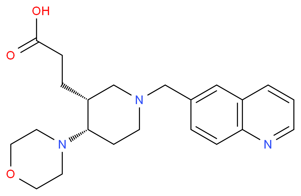 3-[(3R*,4S*)-4-morpholin-4-yl-1-(quinolin-6-ylmethyl)piperidin-3-yl]propanoic acid_分子结构_CAS_)