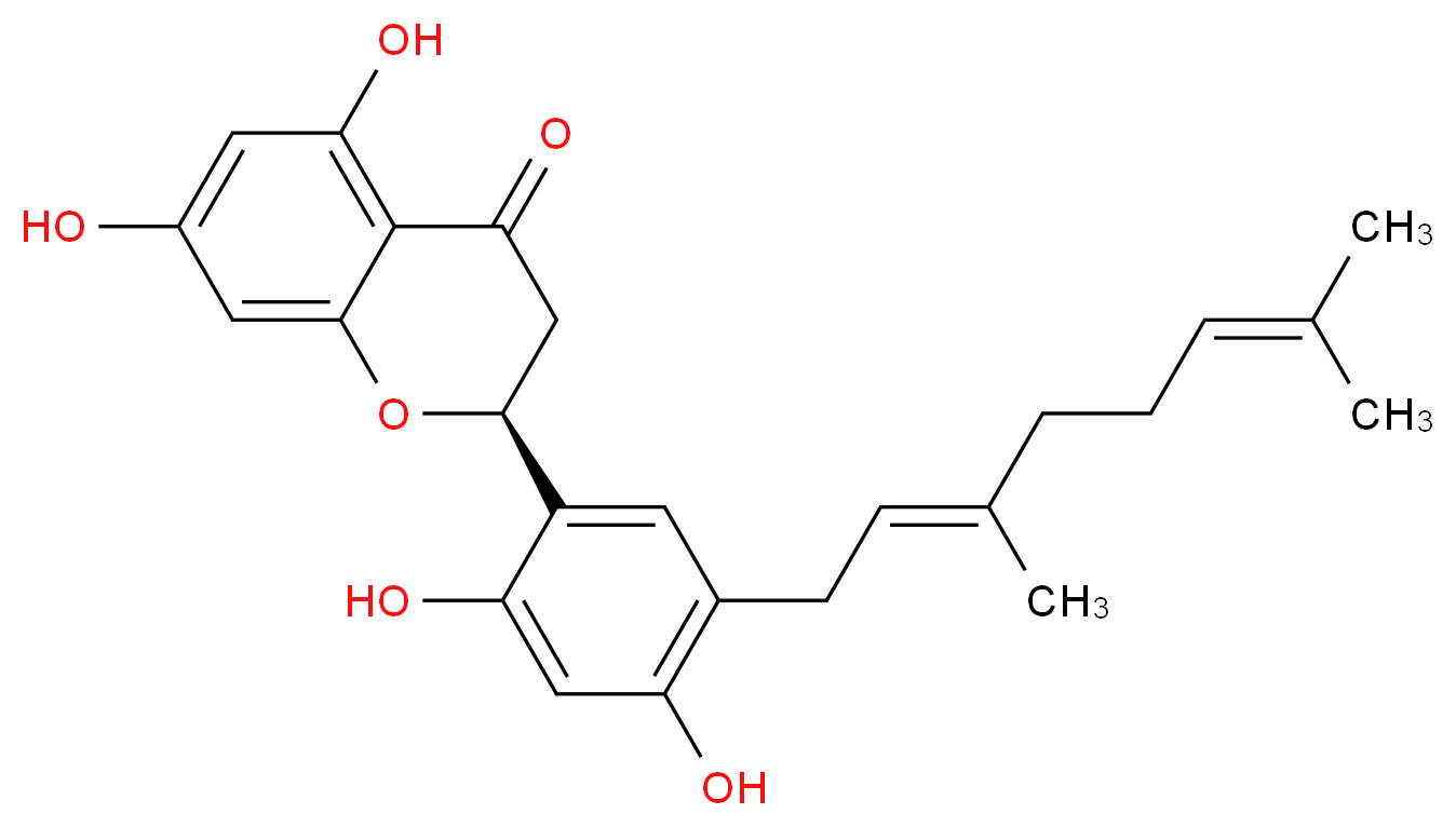 (2S)-2-{5-[(2E)-3,7-dimethylocta-2,6-dien-1-yl]-2,4-dihydroxyphenyl}-5,7-dihydroxy-3,4-dihydro-2H-1-benzopyran-4-one_分子结构_CAS_68401-05-8