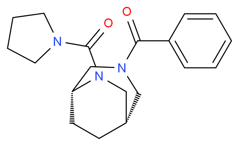 (1S*,5R*)-3-benzoyl-6-(1-pyrrolidinylcarbonyl)-3,6-diazabicyclo[3.2.2]nonane_分子结构_CAS_)