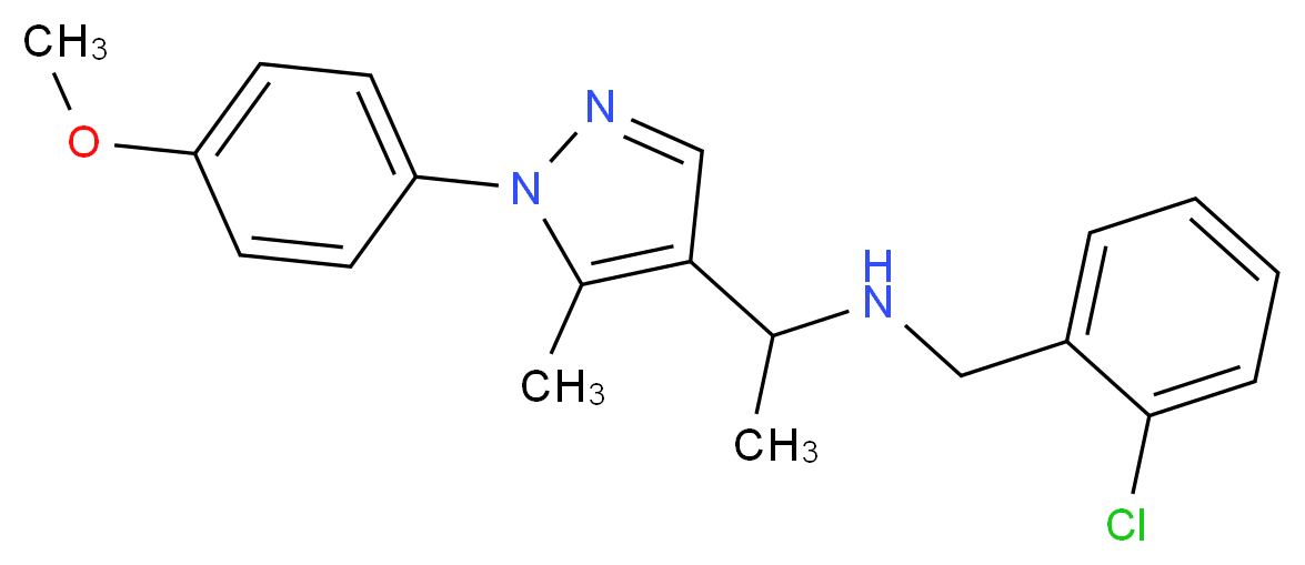(2-chlorobenzyl){1-[1-(4-methoxyphenyl)-5-methyl-1H-pyrazol-4-yl]ethyl}amine_分子结构_CAS_)