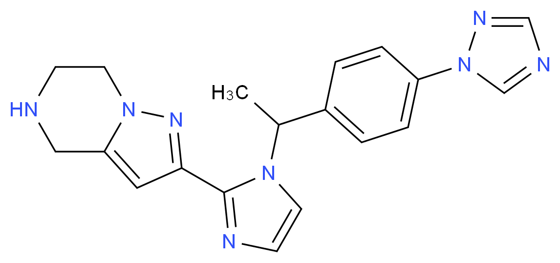 2-(1-{1-[4-(1H-1,2,4-triazol-1-yl)phenyl]ethyl}-1H-imidazol-2-yl)-4,5,6,7-tetrahydropyrazolo[1,5-a]pyrazine_分子结构_CAS_)
