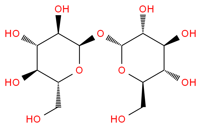 (2R,3S,4S,5R,6R)-2-(hydroxymethyl)-6-{[(2R,3R,4S,5S,6R)-3,4,5-trihydroxy-6-(hydroxymethyl)oxan-2-yl]oxy}oxane-3,4,5-triol_分子结构_CAS_99-20-7