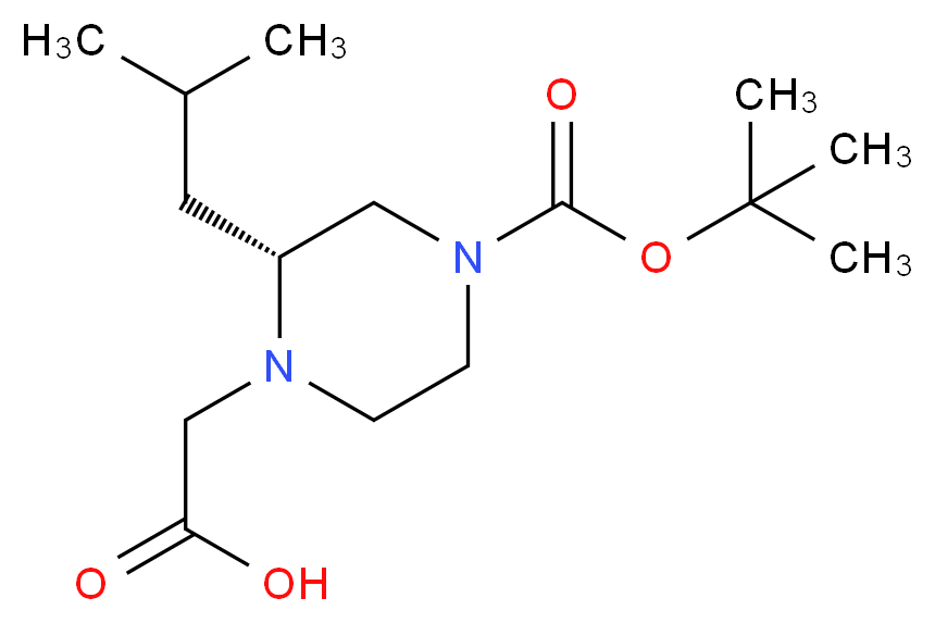 2-[(2R)-4-[(tert-butoxy)carbonyl]-2-(2-methylpropyl)piperazin-1-yl]acetic acid_分子结构_CAS_1240586-04-2