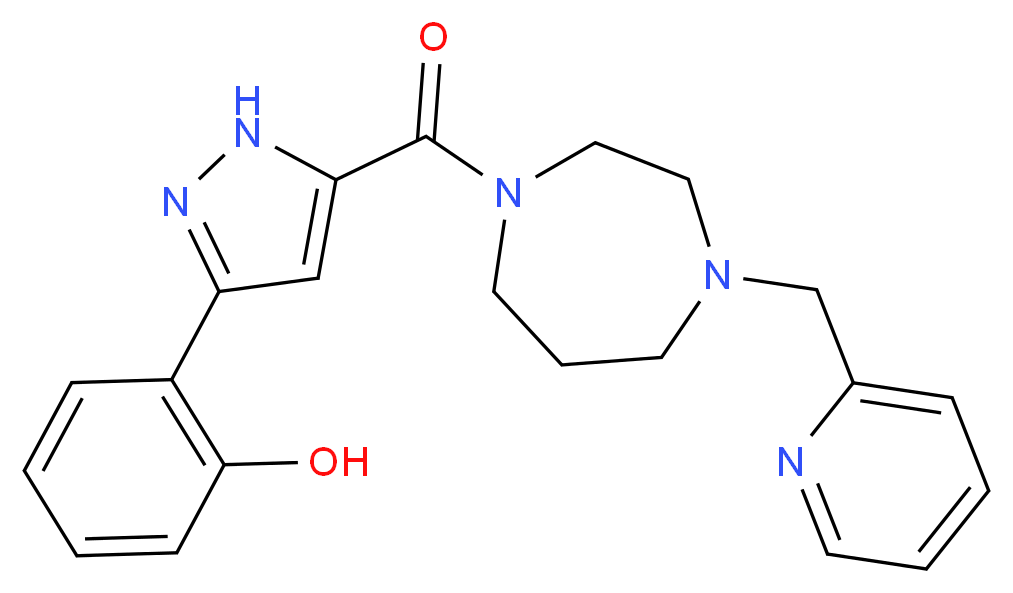 2-(5-{[4-(2-pyridinylmethyl)-1,4-diazepan-1-yl]carbonyl}-1H-pyrazol-3-yl)phenol_分子结构_CAS_)