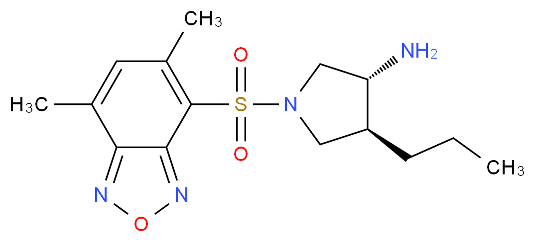 (3R*,4S*)-1-[(5,7-dimethyl-2,1,3-benzoxadiazol-4-yl)sulfonyl]-4-propylpyrrolidin-3-amine_分子结构_CAS_)