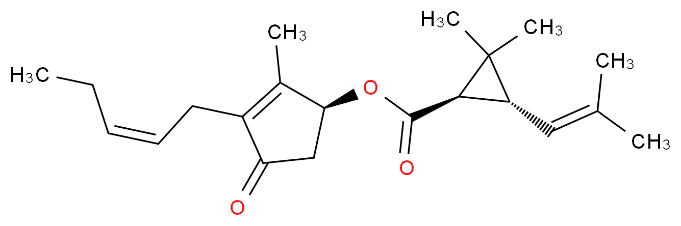 (1S)-2-methyl-4-oxo-3-[(2Z)-pent-2-en-1-yl]cyclopent-2-en-1-yl (1R,3R)-2,2-dimethyl-3-(2-methylprop-1-en-1-yl)cyclopropane-1-carboxylate_分子结构_CAS_4466-14-2