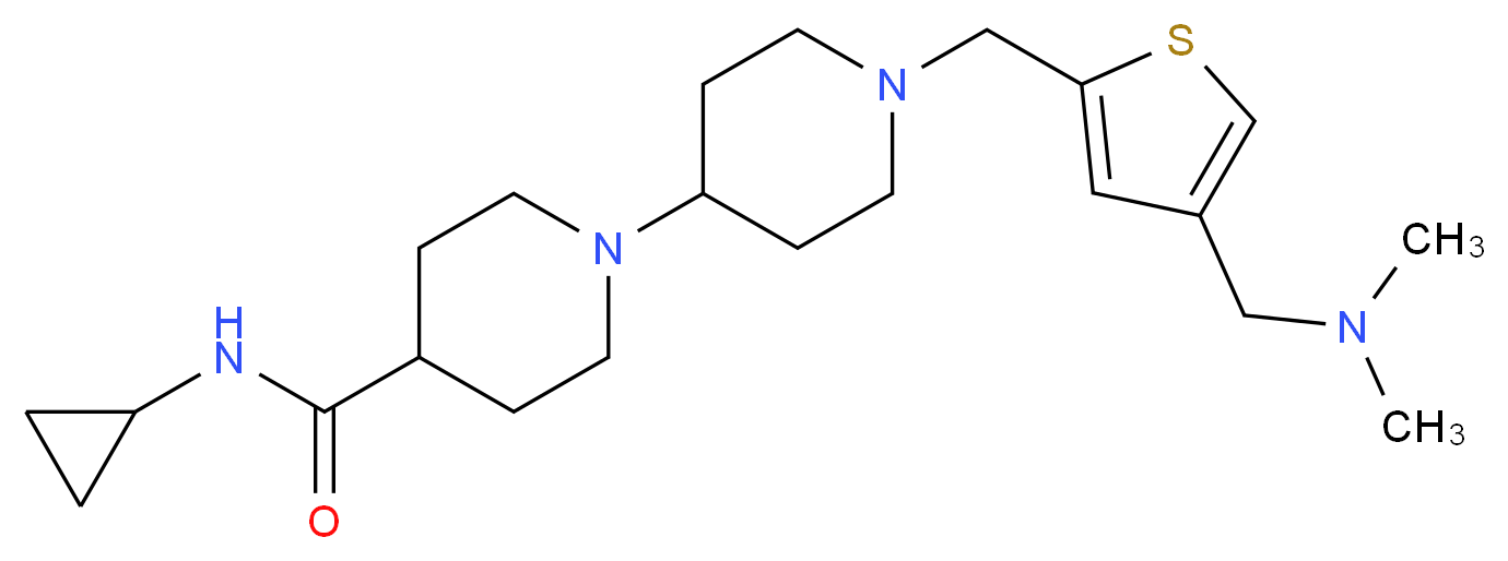 N-cyclopropyl-1'-({4-[(dimethylamino)methyl]-2-thienyl}methyl)-1,4'-bipiperidine-4-carboxamide_分子结构_CAS_)