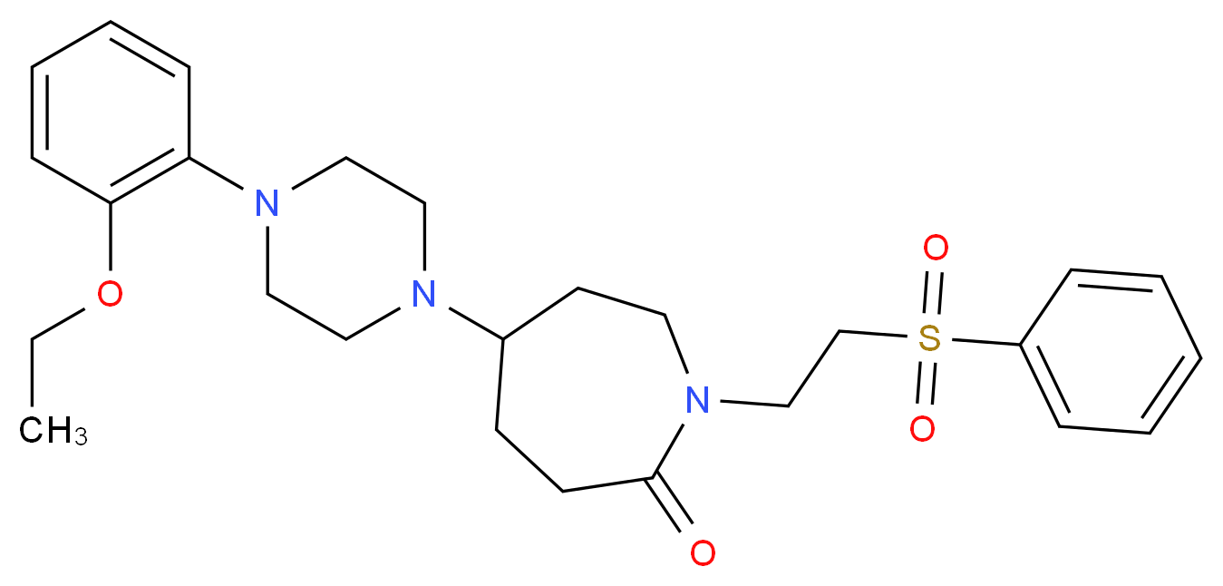 5-[4-(2-ethoxyphenyl)-1-piperazinyl]-1-[2-(phenylsulfonyl)ethyl]-2-azepanone_分子结构_CAS_)