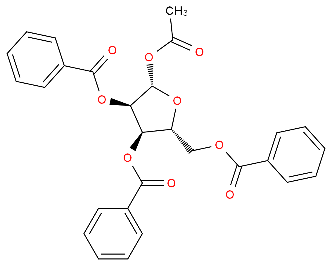 1-O-乙酰基-2,3,5-O-三苯甲酰基-β-D-呋喃核糖_分子结构_CAS_6974-32-9)