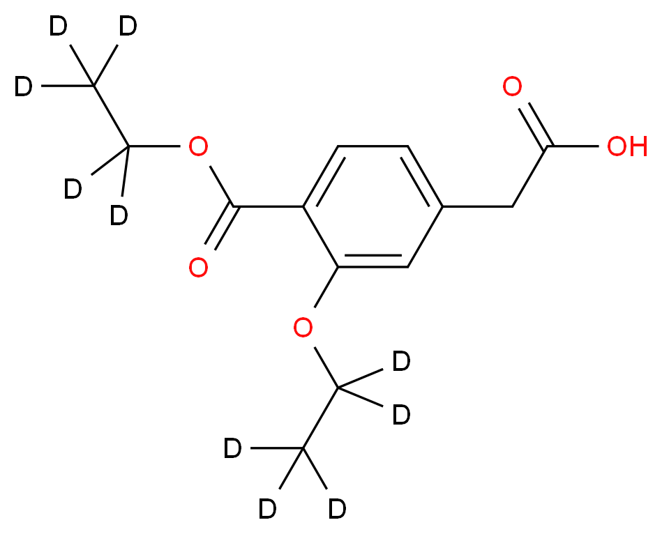 2-[3-(<sup>2</sup>H<sub>5</sub>)ethoxy-4-[(<sup>2</sup>H<sub>5</sub>)ethoxycarbonyl]phenyl]acetic acid_分子结构_CAS_1246817-24-2