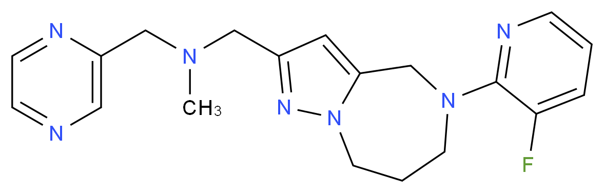 1-[5-(3-fluoro-2-pyridinyl)-5,6,7,8-tetrahydro-4H-pyrazolo[1,5-a][1,4]diazepin-2-yl]-N-methyl-N-(2-pyrazinylmethyl)methanamine_分子结构_CAS_)