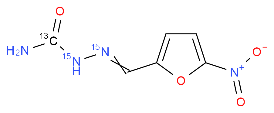 {[(5-nitrofuran-2-yl)methylidene]amino}(<sup>1</sup><sup>3</sup>C,<sup>1</sup><sup>5</sup>N<sub>1</sub>)urea_分子结构_CAS_1217220-85-3